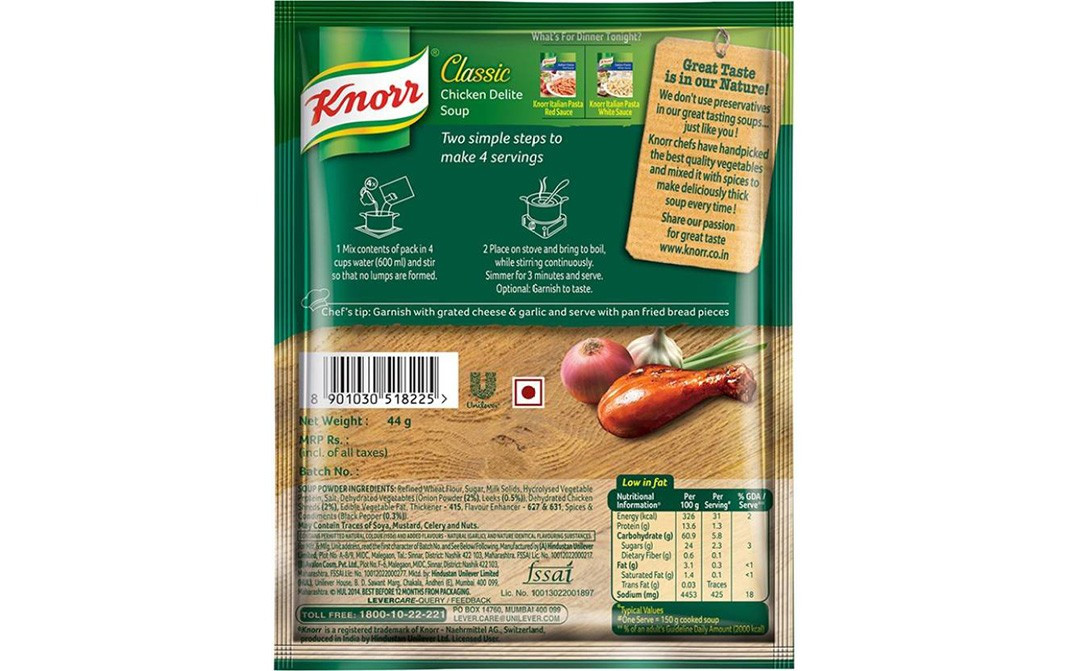 Knorr Classic Chicken Delite Soup   Pack  44 grams